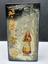 Fedoskino Hand Painted Russian Lacquer Box Girl Winter Forest Signed M Vorobyova picture