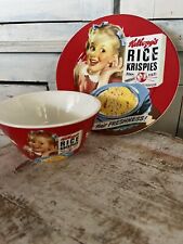 Retro Vintage Rice Krispies Hear Their Freshness Plate Bowl Set  picture