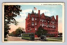 Saginaw MI-Michigan, Masonic Temple, Antique Vintage Souvenir Postcard picture