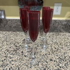 Set Of 5 Gorgeous Lenox Ruby Red Champagne Toasting Flutes 10 5/8” picture