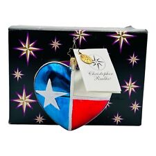 Christopher Radko America's Heart Glass Xmas Ornament 3” Texas Flag NEW RARE picture