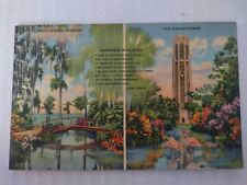 Vintage Postcard Florida Cypress Gardens And Singing Tower 1940's Linen picture