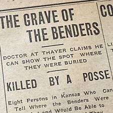 1906 Bloody Benders Grave Where They Are Buried Article Newspaper Page picture