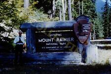 Vintage Slide Photo Entrance to Mount Rainier National Park with Visitor picture