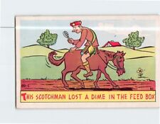 Postcard This Scotchman Lost a Dime in the Feed Box Humor Card picture