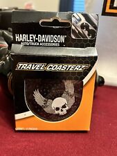 NWT Harley Davidson Travel Coasterz Set Of 2 Skull With Wings picture