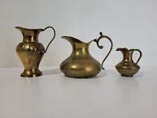 Lot Of 3 Vintage Small Brass Pitcher Ewer Jug picture