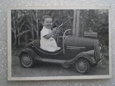 VINTAGE PHOTO SNAPSHOT 3.5'' X 2.5''  CUTE LITTLE GIRL DRIVING A PEDAL CAR picture