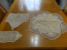 L-23 3 VINTAGE HAND CROCHETED DOILIES picture