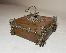 antique handmade brass copper Arts and Crafts Folk Art jewelry box jar modernist picture