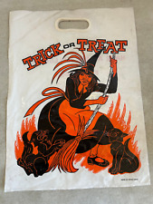 VINTAGE SUNOCO HALLOWEEN TRICK OR TREAT PLASIC BAG WITCH BLACK CAT picture