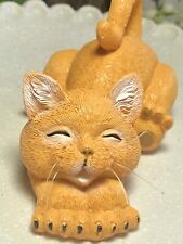 Whimsical Happy Yellow Cat Lounging Statue Gift - Happy Cat Collection picture