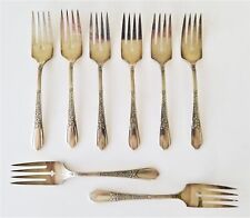 antique SIMEON ROGERS silverplate FLATWARE A1 X FLORAL dessert forks 8pc picture