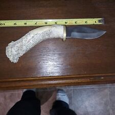 Custom Made Antler Handel Fixed Blade Hunting Knife and Sheath picture