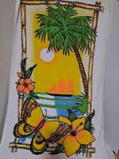 Really Cool Vintage Beach Towel Palm Tree Butterflies 26
