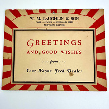 1939 Wayne Feed Dealer Calendar Matoon IL WM Laughlin & Sons Farmer Used Marked picture