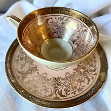 Vintage Alka Kunst Bavarian Demitasse Tea Cup & Saucer Pink &  Metallic Gold 796 picture