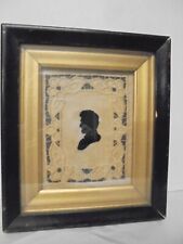 Vintage Antique Abraham Lincoln Silhouette on Ornate Linen Back in Wood Frame picture