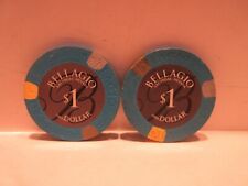Two $1.00 Bellagio Las Vegas NV Casino Chips Collectible One Dollar Tokens picture