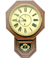 Antique Waterbury Clock Co. Schoolhouse Regulator 12 Inch Drop Wall Clock picture