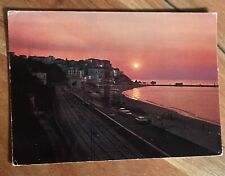 Vintage Italian Sunset Postcard RODI GARGANICO (Foggia) Beach Hillscape 2 Stamps picture
