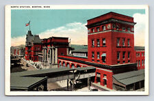 1924 North Station Horse Carriage Boston MA Postcard picture