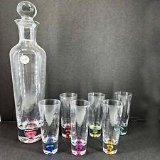 Block Crystal Multicolor Liquor Bar Barware Decanter 6 Cordial Glasses Set picture