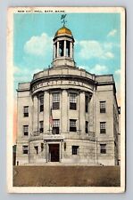 Bath ME-Maine, New City Hall, c1934 Antique Vintage Souvenir Postcard picture