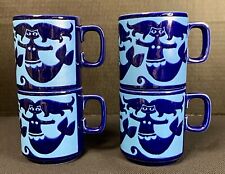 Vtg Hornsea Mermaid Coffee Tea Mugs Rare Set 4 Blue 8 oz England Clappison MCM picture