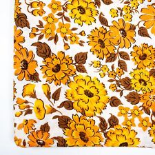Vintage Feedsack Fabric Orange Yellow Brown Floral Print 20x36 Quilting Fabric picture
