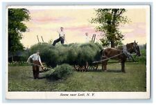 Scene Near Lodi New York NY, Horses And Wagon Farmers Vintage Postcard picture