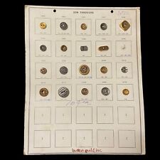 Vintage Metal Button Salesman Sample Display Card BUTTON GUILD Sew Throughs #1 picture