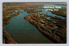 Lansing IA-Iowa, Panoramic Aerial View Mississippi, Antique Vintage Postcard picture