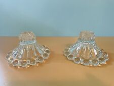 Pair of Anchor Hocking Bubble Boopie Glass Candlestick Holders Set Vintage picture