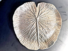 Silver Embossed Round Lotus Leaf Shaped Decorative Platter Aluminum 9