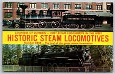 Dual View Banner Historic Steam Locomotives Winnipeg Manitoba Postcard A13 picture