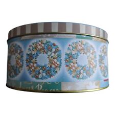 Blue Wreath Lindy Bowman Empty Cookie Tin with Lid 2004 Eleanor Rahim picture