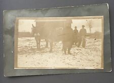 RPPC three Men A Boy and two Mules Snow on Ground Barn Unposted Unidentifiable picture