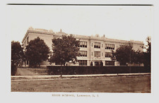 Postcard NY High School Lawrence LI B&W Street View picture