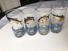 Sports Kings Glasses Fish World Record 1913 - 1950  Set of 4 Barware Man cave picture