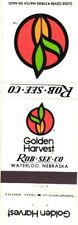 Waterloo Nebraska Golden Harvest Rob-See-Co Seed Vintage Matchbook Cover picture