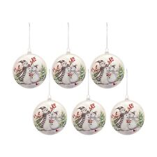 Melrose Whimsical Snowman Disc Ornament with Snowy Cardinal Scene (Set of 6) picture