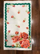 Vintage Cotton Roses Print Tea Towel - 16” x 28” - free postage picture