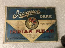 Antique Iroquois “DARK” Indian Head Paper Beer Label Colored Litho picture