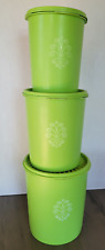 Vintage Set of 3 Lime Green Tupperware Servalier Canisters With Lids picture
