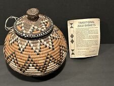 Vintage Zulu African Water Basket Authentic Hand Woven Zig-Zag Pattern picture