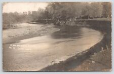 Dows Iowa~Scene on Iowa River~Riverbank Curves~Pete on Way to See Ona~1913 RPPC picture