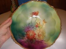 Antique Victorian Hand Painted Floral Cabinet Bowl picture