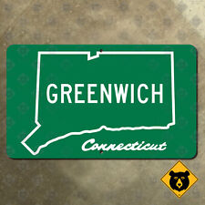 Connecticut Greenwich city limits sign highway boundary marker outline 22x13 picture