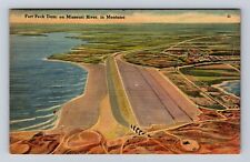 MO-Missouri, Aerial Fort Peck Dam, Antique, Vintage Souvenir Postcard picture